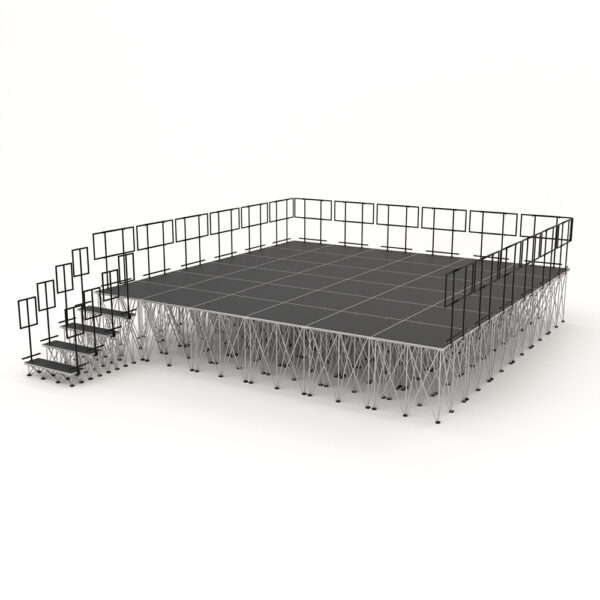 PD RD750 6m x 6m x 1m Portable Stage Riser System with Railings & Steps