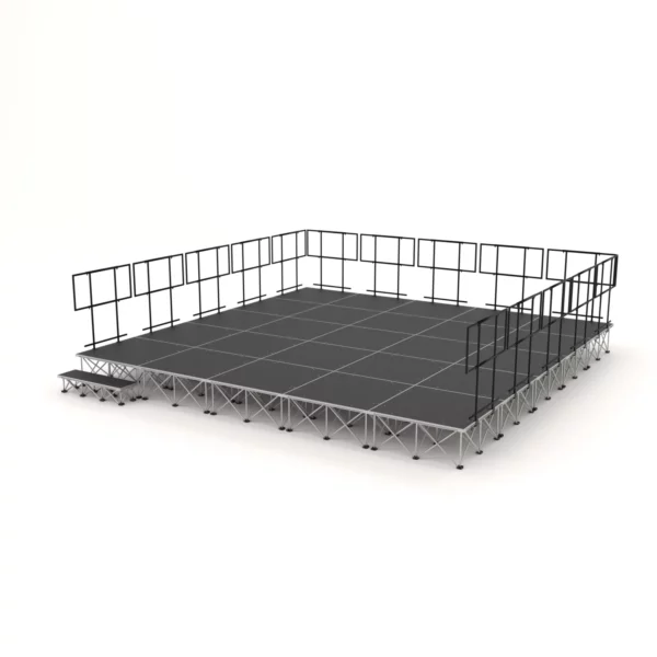 PD RD750 5m x 5m x 40cm Portable Stage Riser System with Railings & Steps