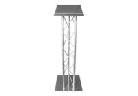 Silver metal lectern with truss design and flat top surface