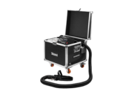 Stage fog machine in flight case with wheels and attached hose