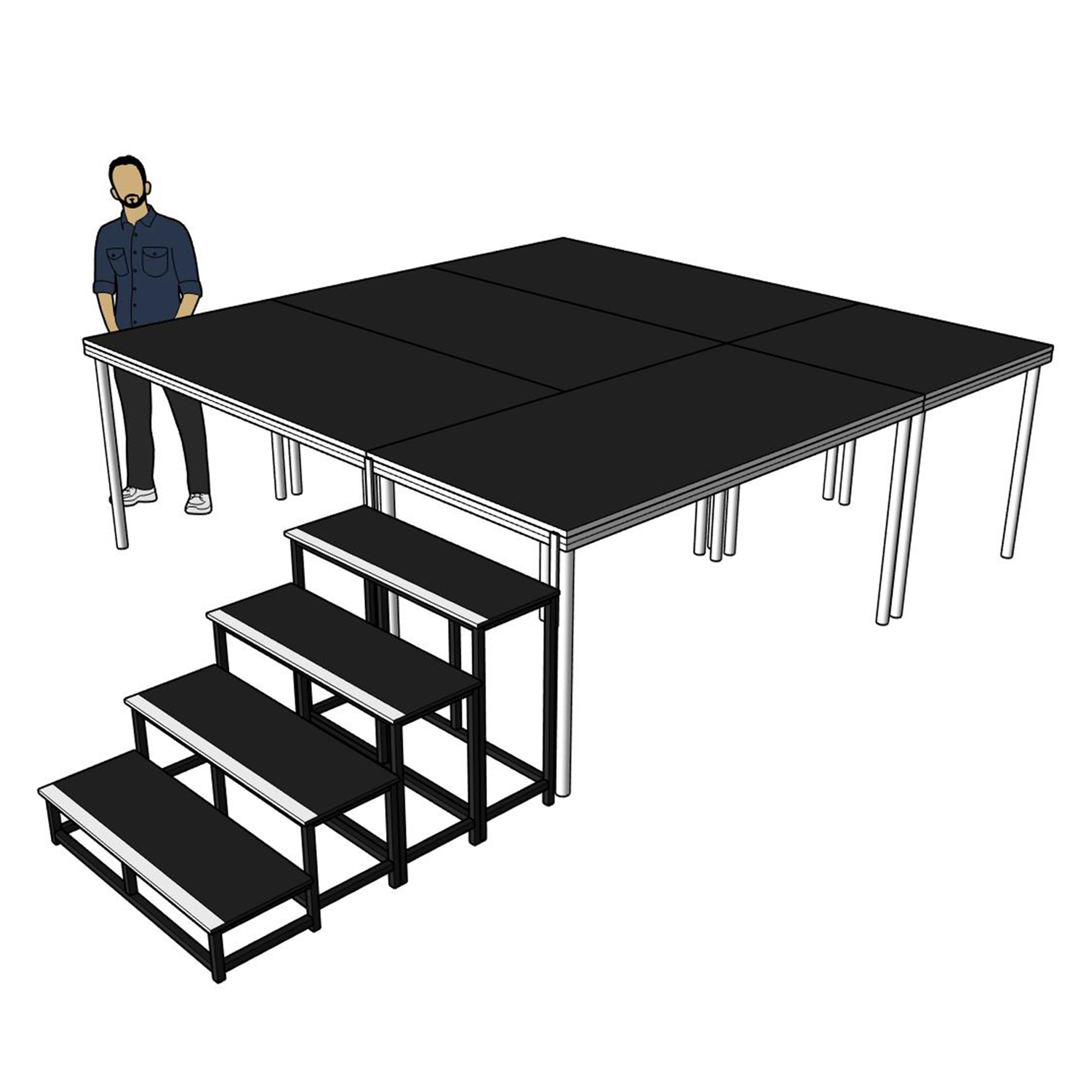 3m x 3m Portable Stage System with 1000mm Height - Stage Concepts