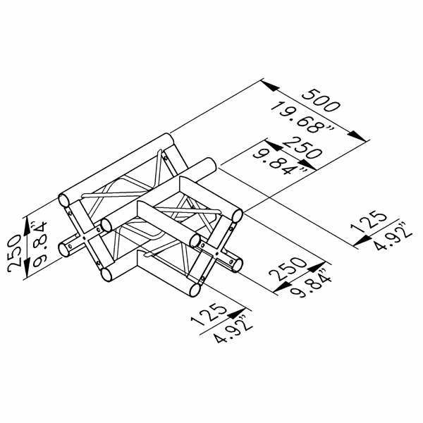 Square Truss 3 Way T Junction