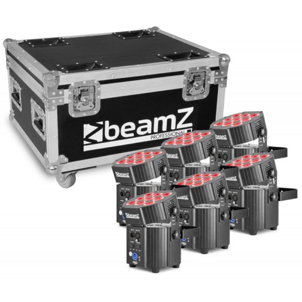Beamz BBP60 LED Wireless Uplighter Set in Flight Case