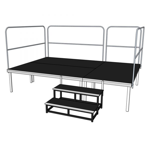 3m x 2m heavy duty staging package - 600mm high with railings and steps