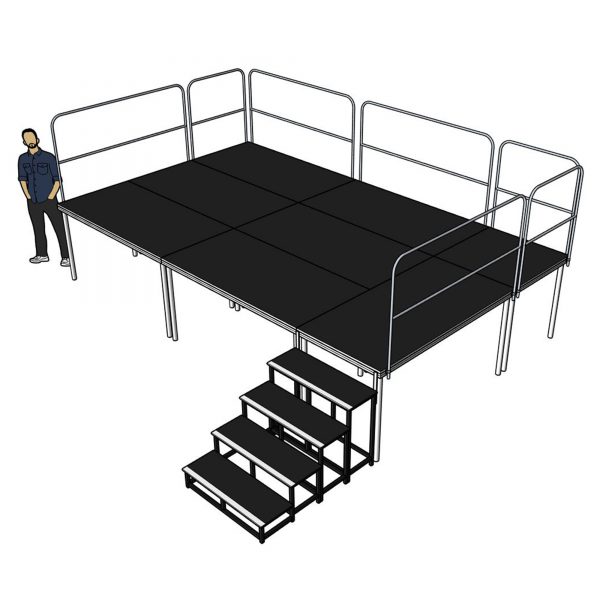 Portable Stage with Railings 5m x 3m - 1m High