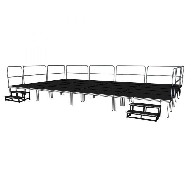 8x5m portable stage system with steps and safety rails