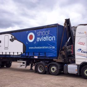 Stage Concepts Portfolio - Shoot Aviation - The delivery lorry that has the airplane set on the back