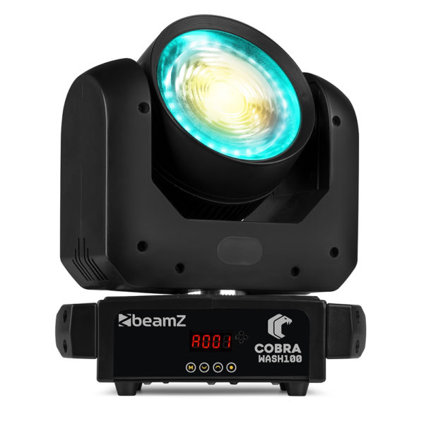 BeamZ Cobra Wash100 LED Moving Head Wash Light with LED Ring – 100W