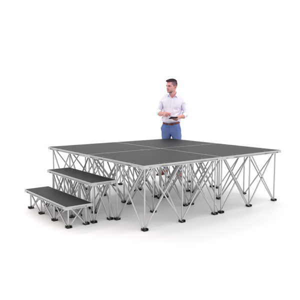 PD RD750 2m x 2m x 60cm Portable Stage Platform Riser System with Steps