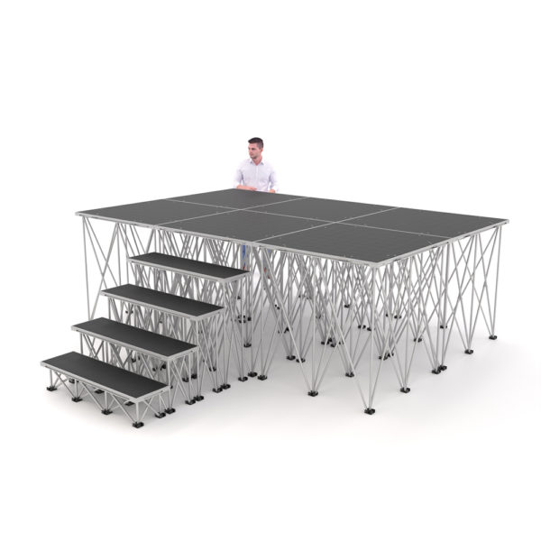 PD RD750 3m x 2m x 1m Portable Stage Platform Riser System with Steps