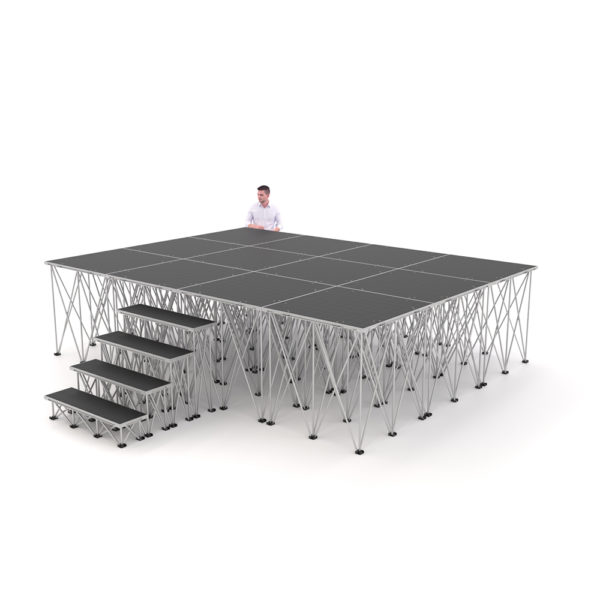 PD RD750 4m x 3m x 1m Portable Stage Platform Riser System with Steps