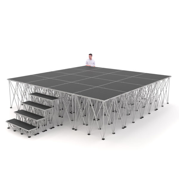 PD RD750 4m x 4m x 1m Portable Stage Platform Riser System with Steps