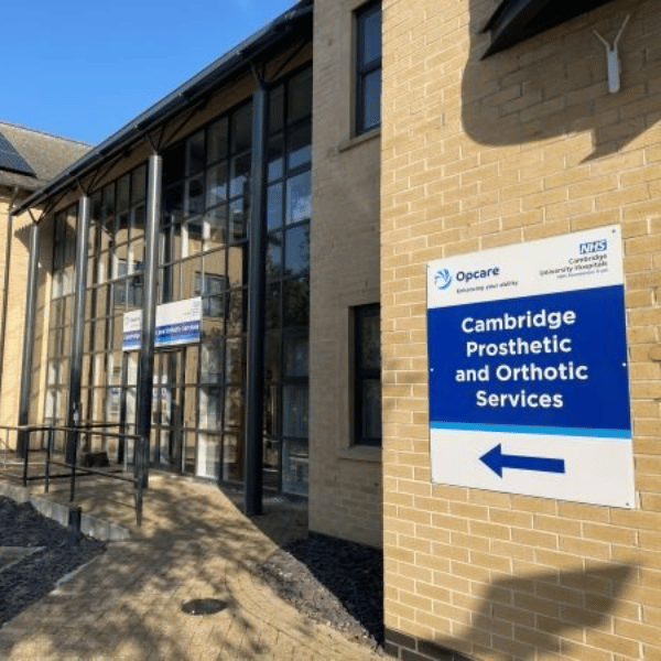 Cambridge Prosthetic and Orthotic services exterior building with sign