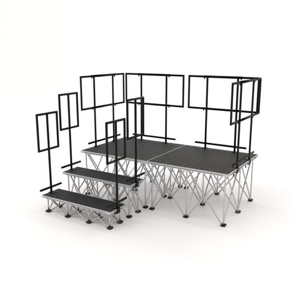 PD RD750 2m x 1m x 60cm Portable Stage Riser System with Railings & Steps