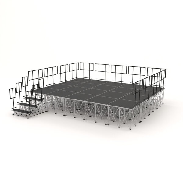 PD RD750 5m x 4m x 80cm Portable Stage Riser System with Railings & Steps