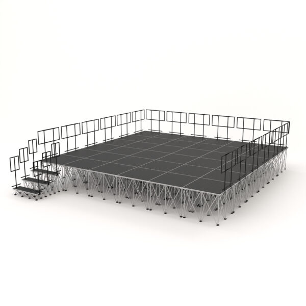 PD RD750 6m x 6m x 80cm Portable Stage Riser System with Railings & Steps