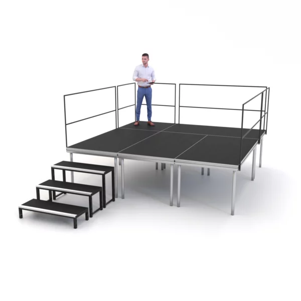 3m x 3m x 800mm Portable Stage System with Railings